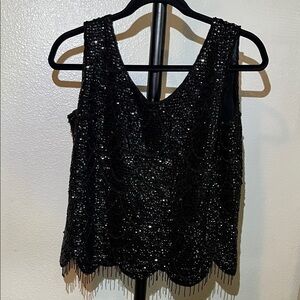 Elegant Black Sequin Tank Top